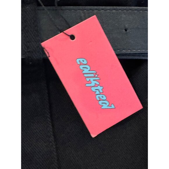 Edikted Black Denim Corset Mini Skirt S Belted Western Silver Buckles Washed - Picture 7 of 8